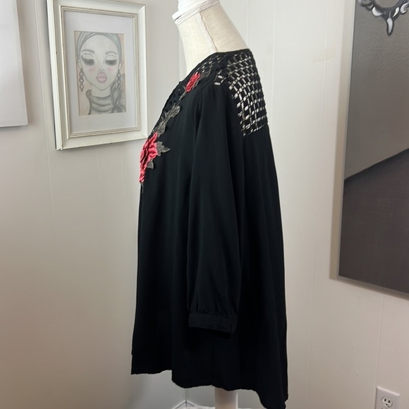 JJ Fairyland Black Peasant Blouse Size Large - Picture 11 of 16